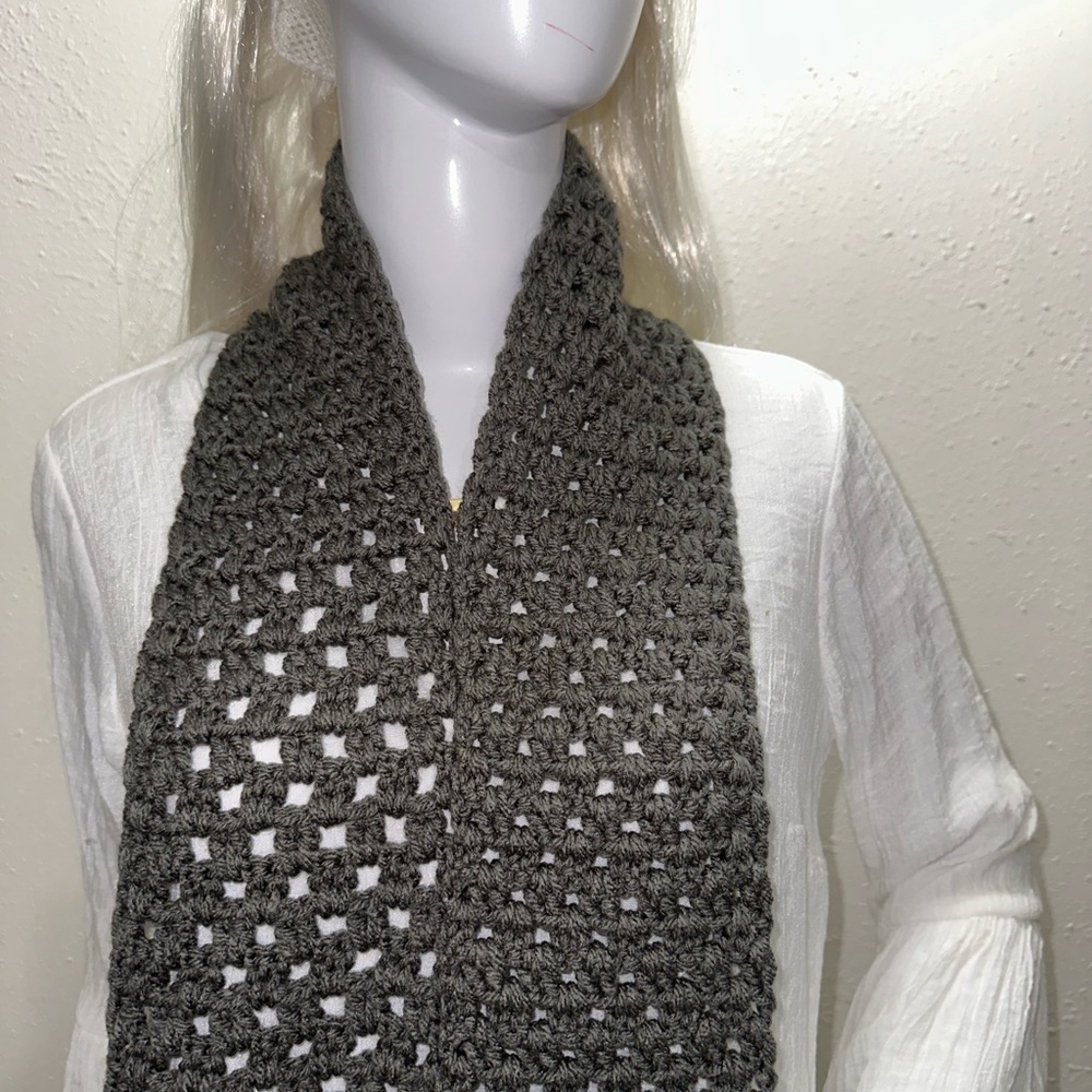 Elegant Gray Crochet Scarf